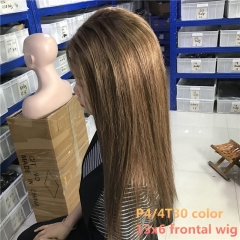 TD HAIR High Ratio 13x6 Transparent Lace Frontal Remy Straight Human Hair Wigs 12”-24” Piano Color P4/4T30 150 Density Wig