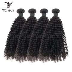 TD Hair 4PCS Indian Remy Kinky Curly Human Hair Bundles 1B# Natural Color Extensions Unprocessed Weaving