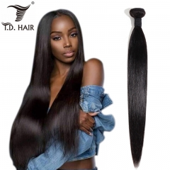 TD Hair 1PCS Straight Wave 100% Human Remy Brazilian Hair Bundles Weaves Weaving 1B# Natural Black Hair Extension 10-30 Inches