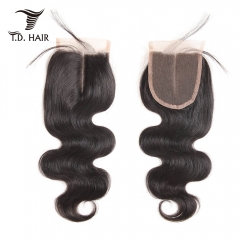TD Hair 100% Peruvian Human Hair Body Wave 4*4 Transparent Swiss Lace Closure 10-20 Inch Free Part Natural Color With Baby Hair