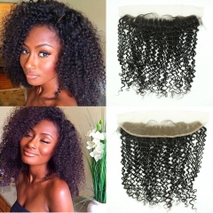 TD Hair Peruvian Kinky Curly 13x4 Swiss Transparent Lace Frontal With Baby Hair Natural Color 100% Human Hair for Black Women