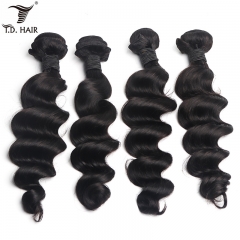 TD Hair 4PCS Malaysia Loose Wave Bundles Weaving 1B# Natural Color 100% Human Hair Cuticle Aligned Bundle 10-30 inch for Black Women