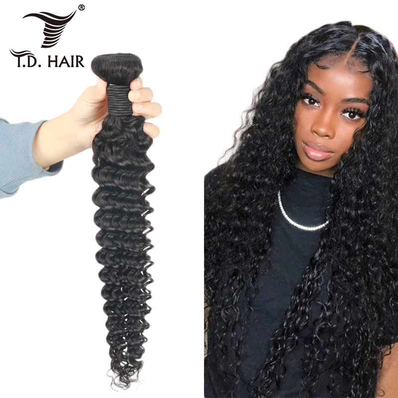 TD Wholesale Deep Wave Human Hair Bundles 10-40inch With Closure Hair Extensions Brazilian Virgin Hair Weave Bundles